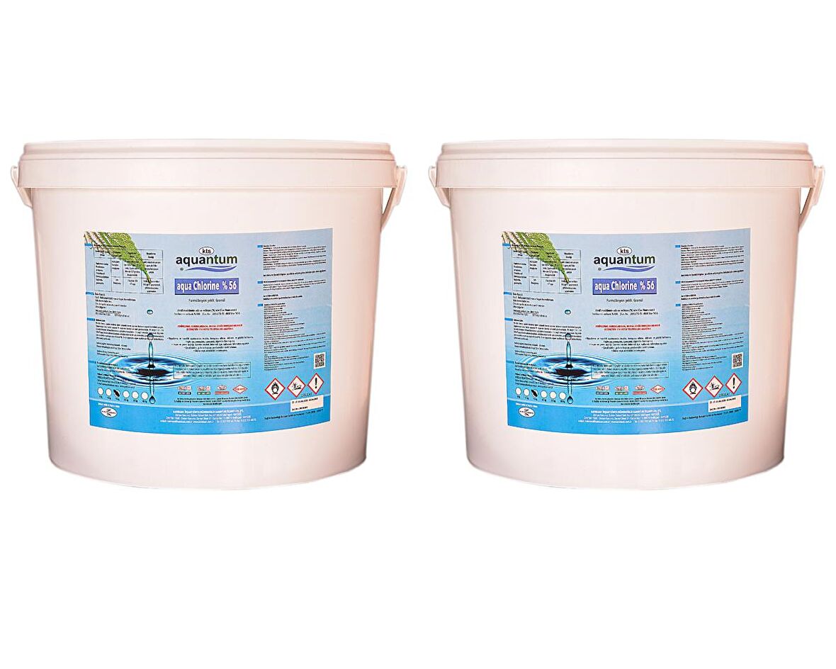 2 ADET Aquantum 10 Kg (20 KG)  %56 Aktif Granül Klor - %56 Chlorine Granular